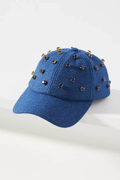 Shop Lele Sadoughi Embellished Baseball Cap In Blue