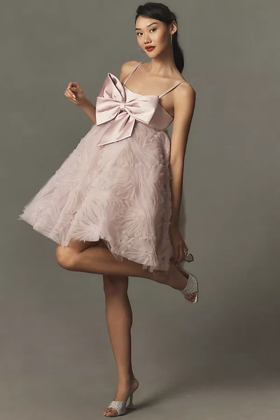 Shop Mac Duggal Bow-front Empire-waist Dress In Pink