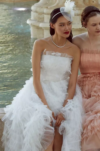 Shop Mac Duggal Kylie Strapless Ruffle Wedding Gown In White