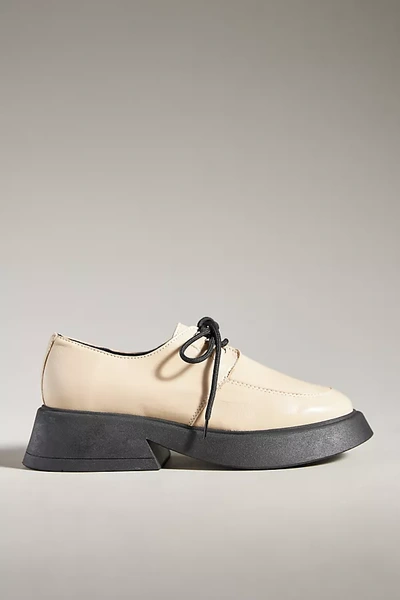 Shop Maeve Flared Oxford Loafers In Beige