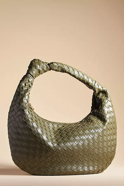Shop Melie Bianco The Brigitte Woven Faux-leather Shoulder Bag By : Oversized Edition In Green