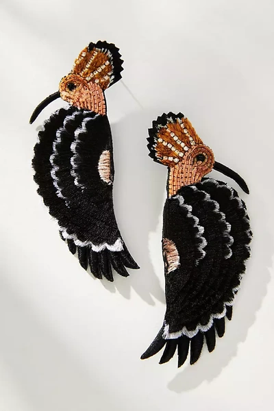 Shop Mignonne Gavigan Hoopoe Bird Earrings In Black