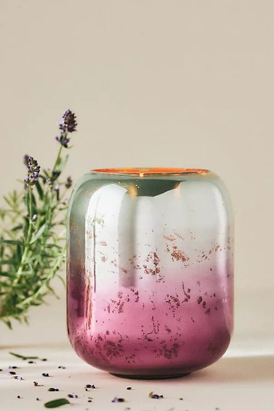 Shop Anthropologie Metallic Ombre Lavender Balsam Fresh Floral Glass Candle