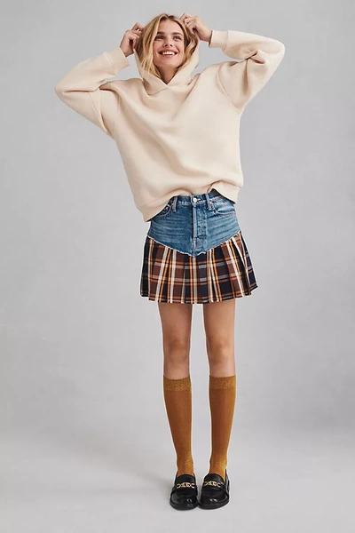 Shop Mother The Fluff And Fold Pleated Mini Skirt In Multicolor