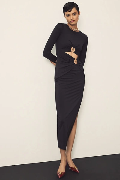 Shop Bardot Neve Long-sleeve Maxi Dress In Black