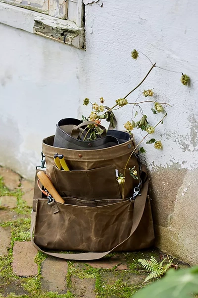 Shop Terrain Barebones Waxed Canvas Gathering Bag In Beige