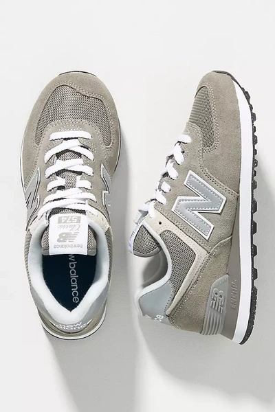 New Balance Womens 574 Logo-embossed Woven Low-top Trainers Grey White G In Grau