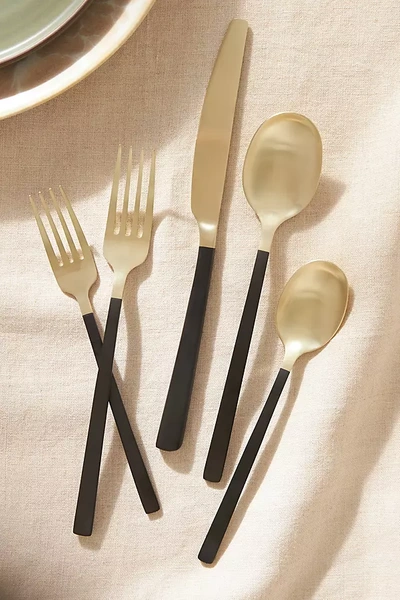 Shop Anthropologie Beacon Two-tone Flatware 20-piece Place Setting In Multicolor