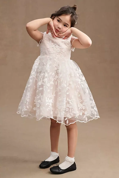 Shop Princess Daliana Lindi Lace Piping Crew-neck Flower Girl Dress In White