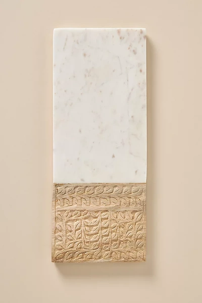 Shop Anthropologie Rectangle Carved Wood & Marble Cheese Board