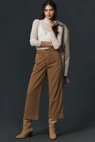 Shop Bella Dahl Saige Wide-leg Crop Pants In Brown