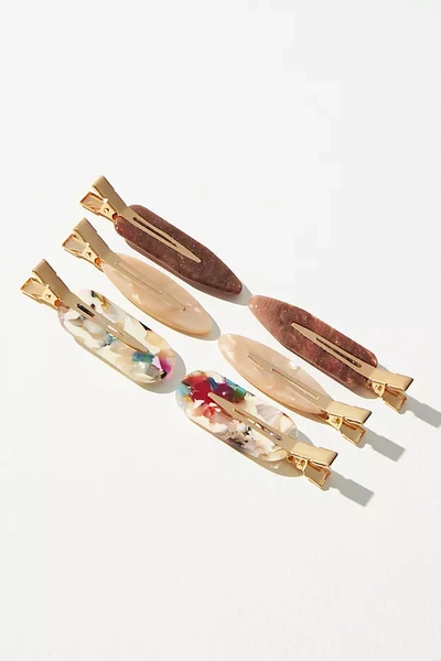 Shop By Anthropologie Resin Mixed Shapes Hair Clips, Set Of 4 In Beige