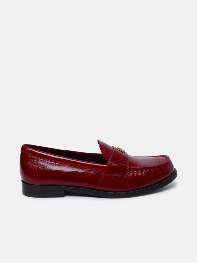 Shop Tory Burch 'perry' Red Shiny Ruffled Leather Loafers