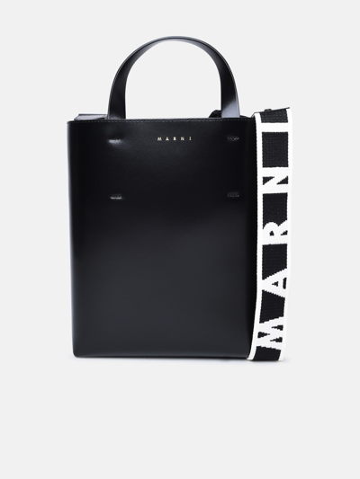 Shop Marni Small 'museo' Black Leather Bag