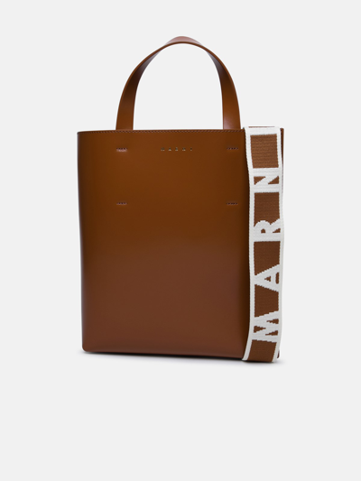 Shop Marni Small 'museo' Brown Leather Bag
