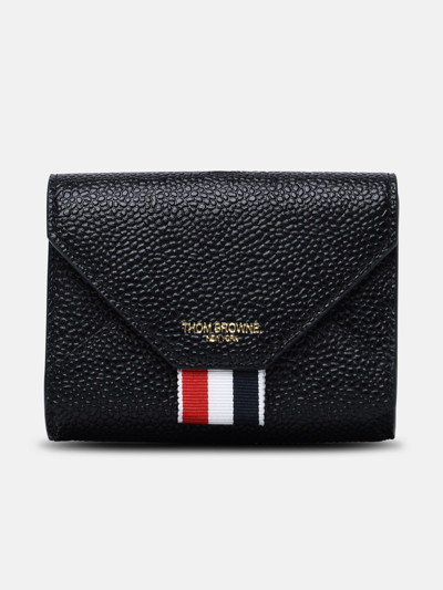 Shop Thom Browne Black Grained Leather Purse