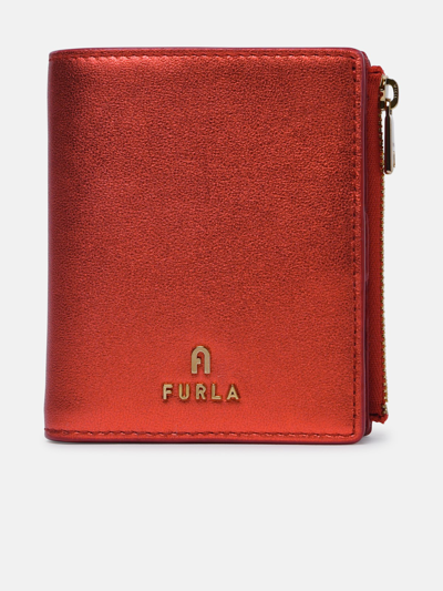 Shop Furla 'camelia' Red Laminated Leather Wallet
