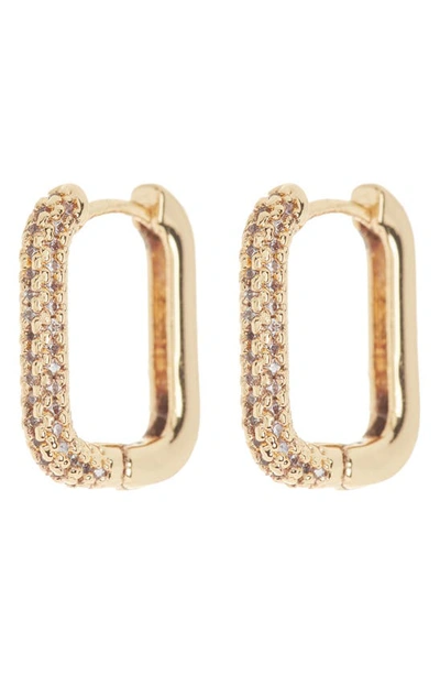 Shop Area Stars Pavé Crystal Rectangular Huggie Hoop Earrings In Gold
