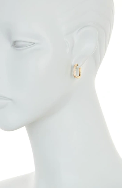 Shop Area Stars Pavé Crystal Rectangular Huggie Hoop Earrings In Gold