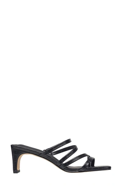 Shop French Connection Croc Embossed Strappy Sandal In Black