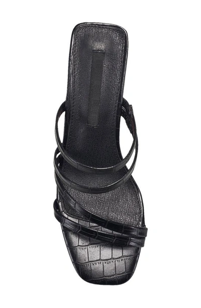 Shop French Connection Croc Embossed Strappy Sandal In Black