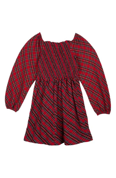 Rare Editions Kids' Yarn Dye Plaid Cotton Twill Dress In Red