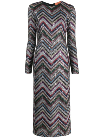 Shop Missoni Midi Dress With Sequins In Black