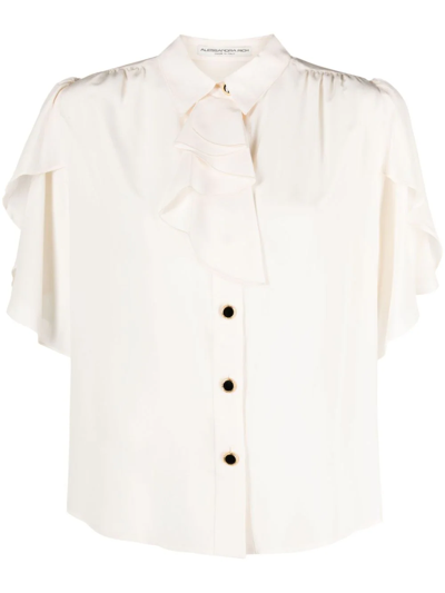Shop Alessandra Rich Shirt With Knot In Nude & Neutrals