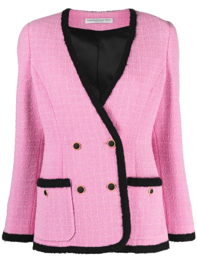 Shop Alessandra Rich Jacket With Contrasting Details In Pink & Purple