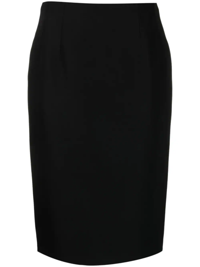 Shop Versace Pencil Midi Skirt In Black