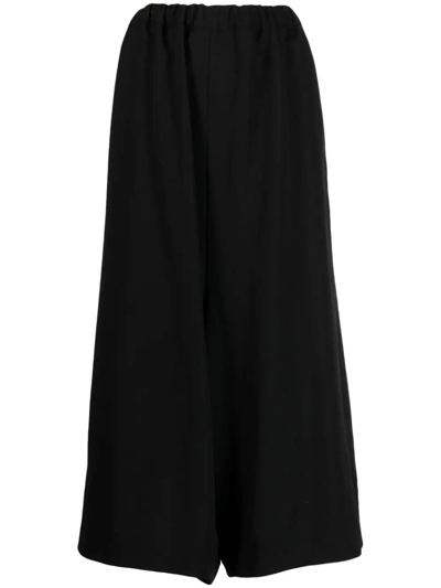 Shop Comme Des Garçons Cropped Wide-leg Wool Trousers In Black