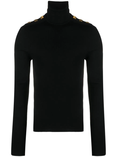 Shop Balmain Sweater With Button Detail In Black