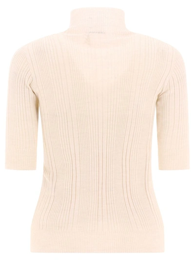 Shop Peserico Ribbed Turtleneck Sweater In White