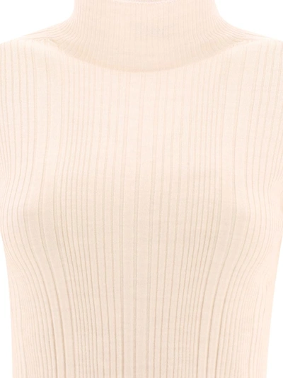 Shop Peserico Ribbed Turtleneck Sweater In White
