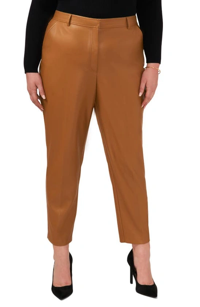 Halogen Straight Leg Faux Leather Trousers In Desert Camel