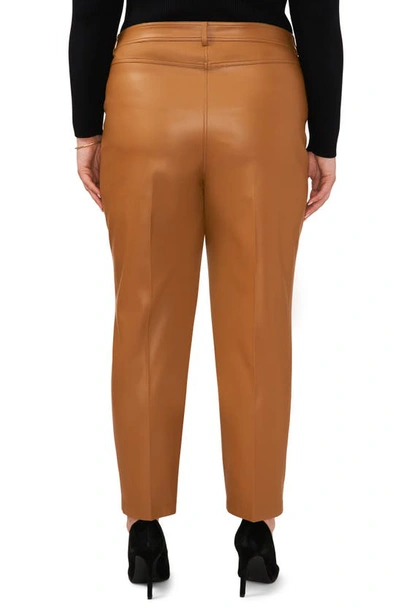 Halogen Straight Leg Faux Leather Trousers In Desert Camel