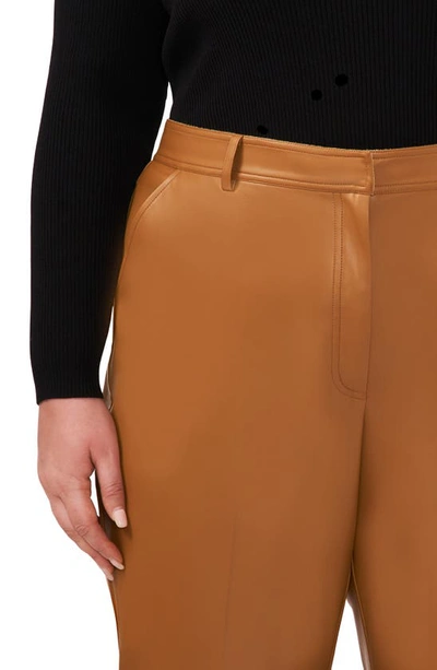 Halogen Straight Leg Faux Leather Trousers In Desert Camel