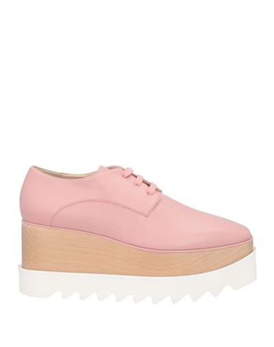 Shop Stella Mccartney Woman Lace-up Shoes Pink Size 8 Textile Fibers