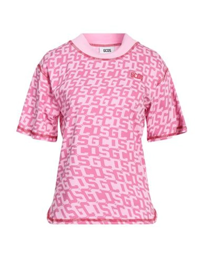 Shop Gcds Woman T-shirt Pink Size M Cotton