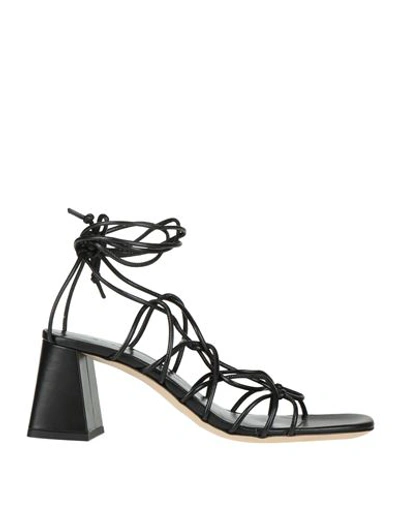 By Far Woman Sandals Black Size 11 Textile Fibers In Black