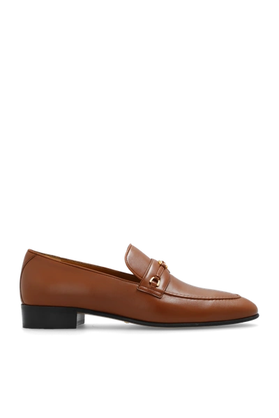 Shop Gucci Brown Leather Loafers In New