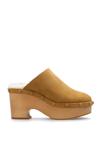 Shop Chloé Brown Suede Platform Clogs In New