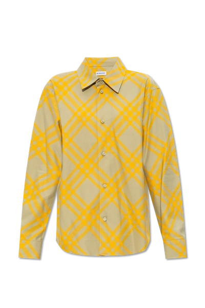 Shop Burberry Yellow Checked Shirt In New