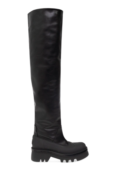 Shop Chloé Black Knee-high Leather Boots In New