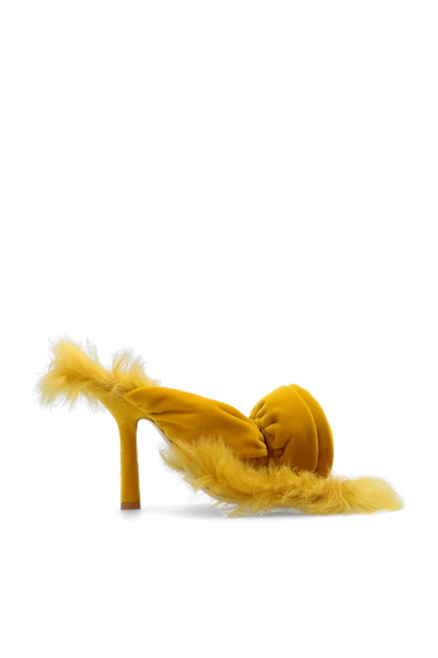 Shop Burberry Yellow ‘fox' Heeled Mules In New