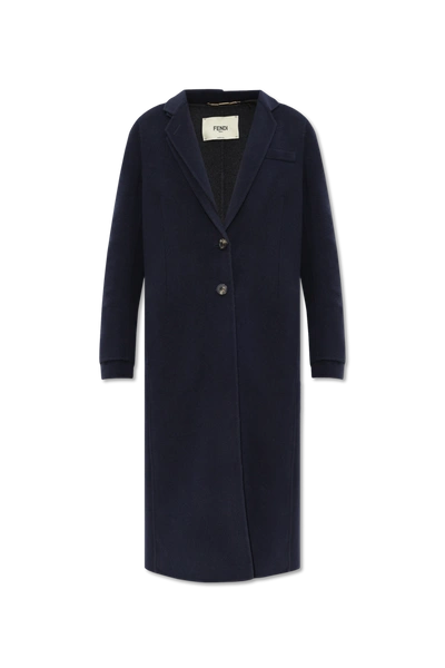 Shop Fendi Navy Blue Cashmere Coat In New