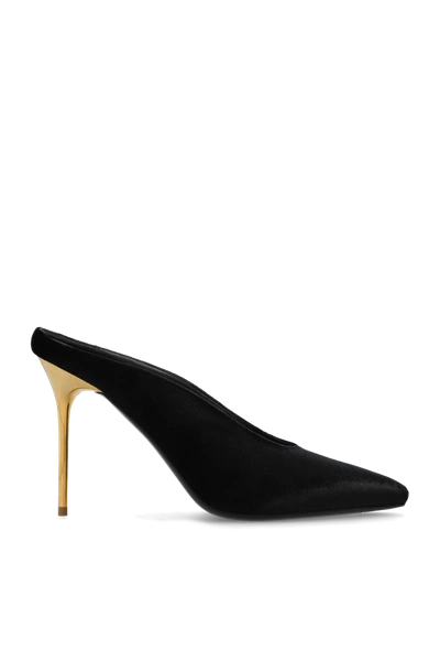 Balmain Velvet Ruby Mules In Black