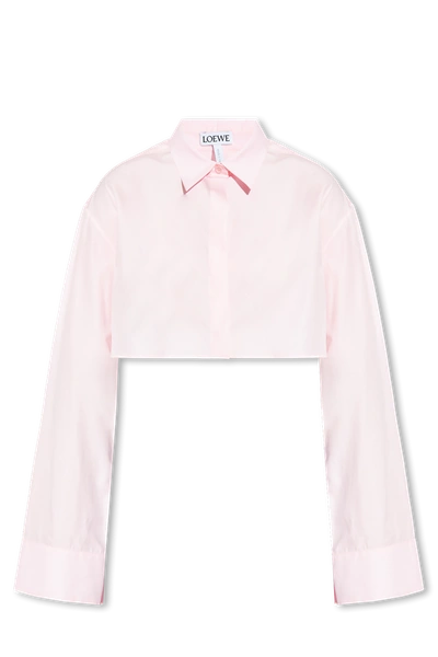 Shop Loewe Pink Cropped Shirt In New