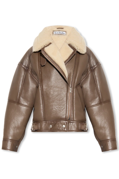Shop Acne Studios Brown Leather Jacket In New