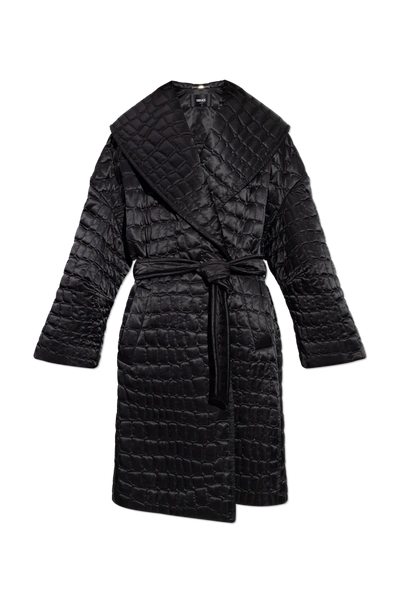 Versace Belted Quilted Crocodile-effect Coat In New